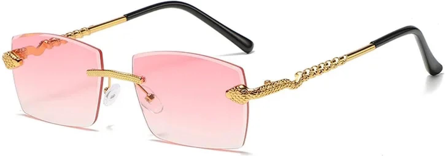

Солнцезащитные очки с защитой от УФ-излучения UV400 | Без оправы, прозрачные линзы | Для женщин и мужчин, для занятий спортом на открытом воздухе и вождения DSVIGF, Gold Pink