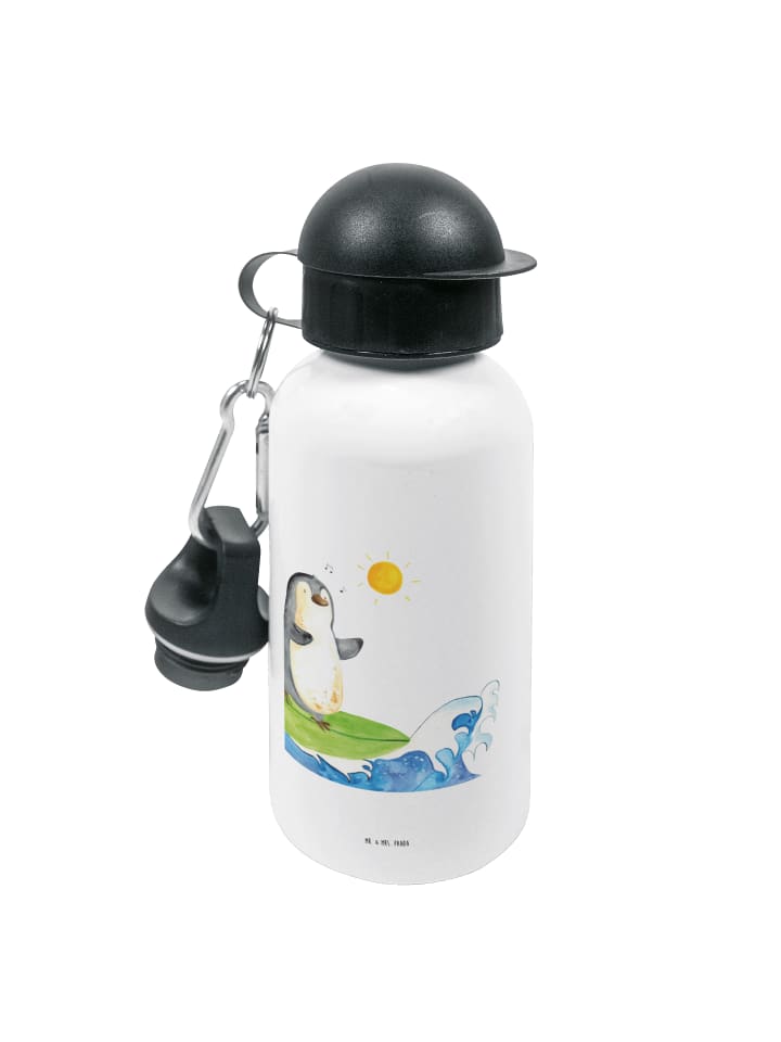 

Mr. & Mrs. Panda Детская бутылка для питья с изображением пингвина-серфера, без надписи, белого цвета