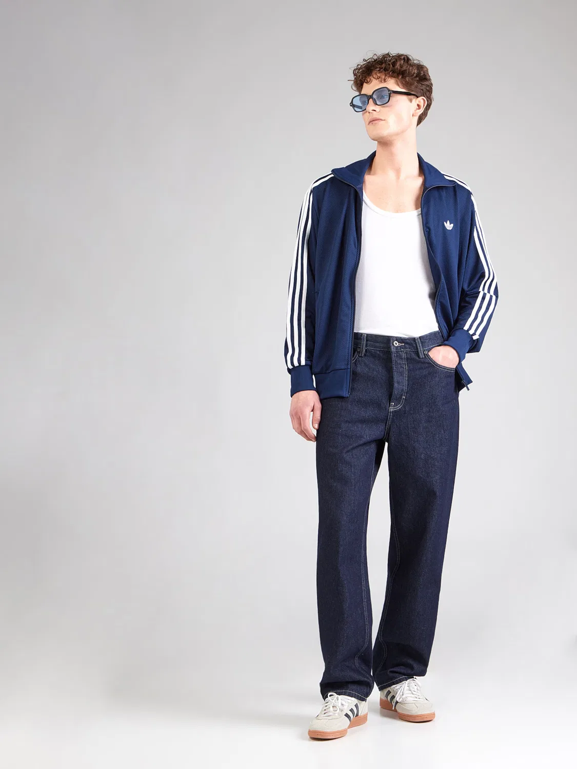 Толстовка на молнии Adidas Originals FIREBIRD темно-синего цвета — фото 4