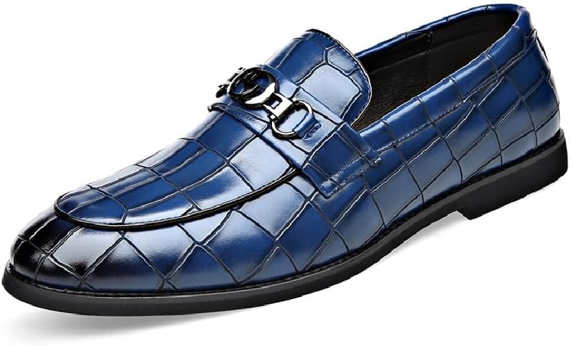 

Мужские кожаные туфли повседневные комфортные лоферы модные классические деловые туфли с противоскользящей подошвой дышащие обувь Asifn, синий