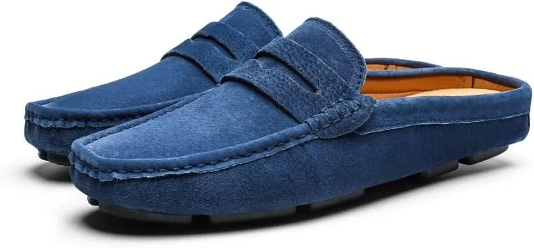 Мужские лоферы из нубуковой кожи, модель Penny Loafers, синий SayfuR — фото 4