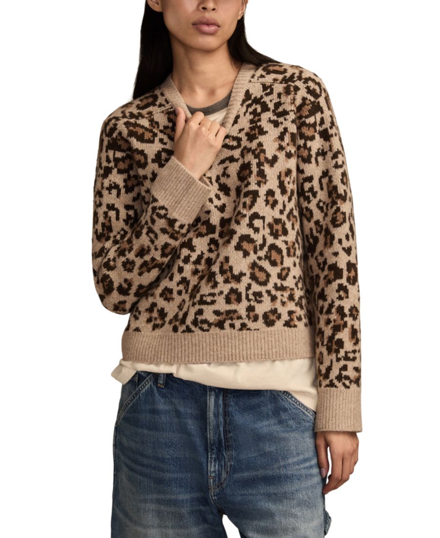 

Женский свитер с круглым вырезом Lucky Brand, Leopard Print