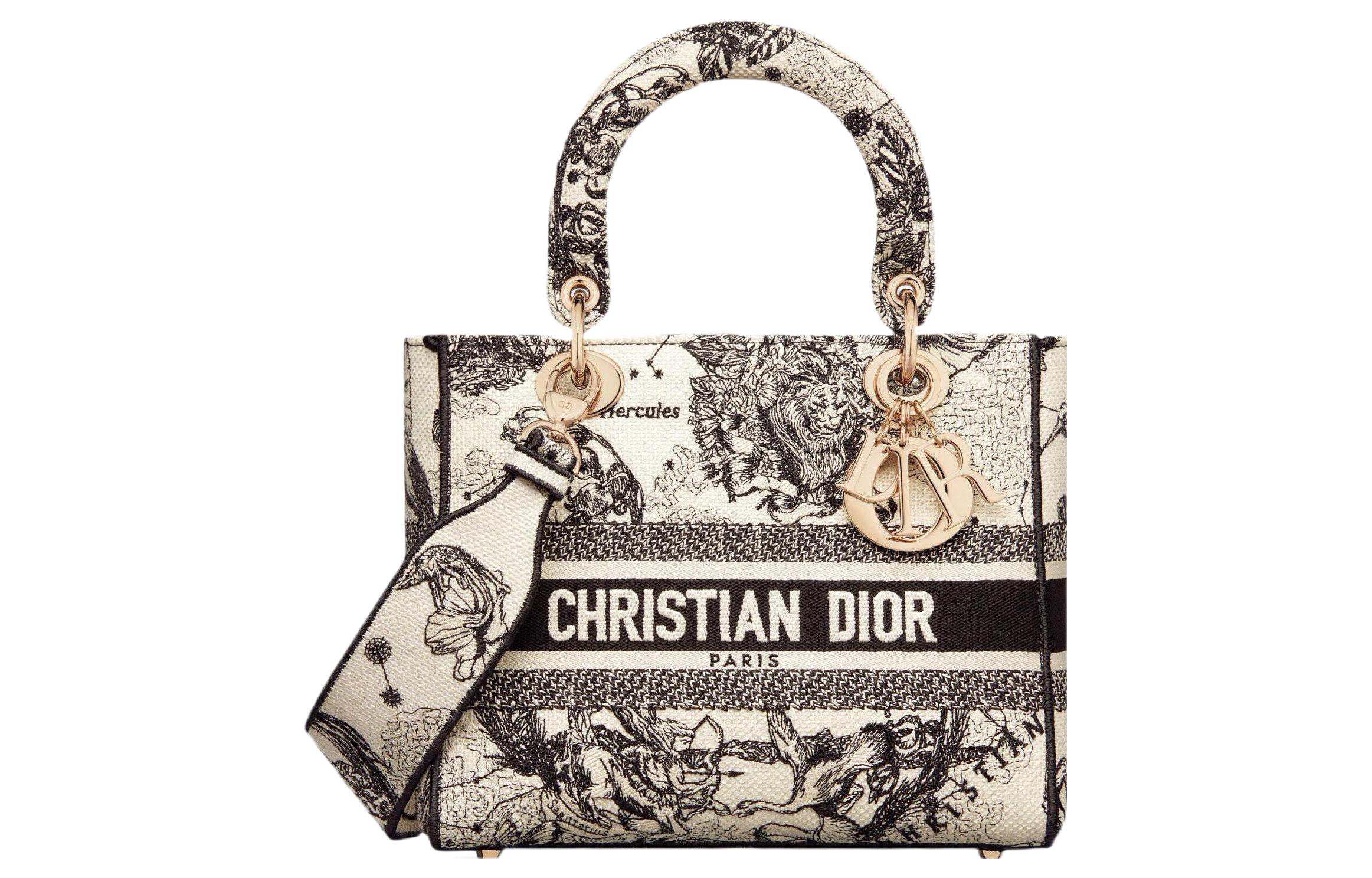 

Сумка Lady D Lite с вышивкой, сумка Lady Dior, через плечо, кроссбоди, среднего размера, женская, молочно-белая