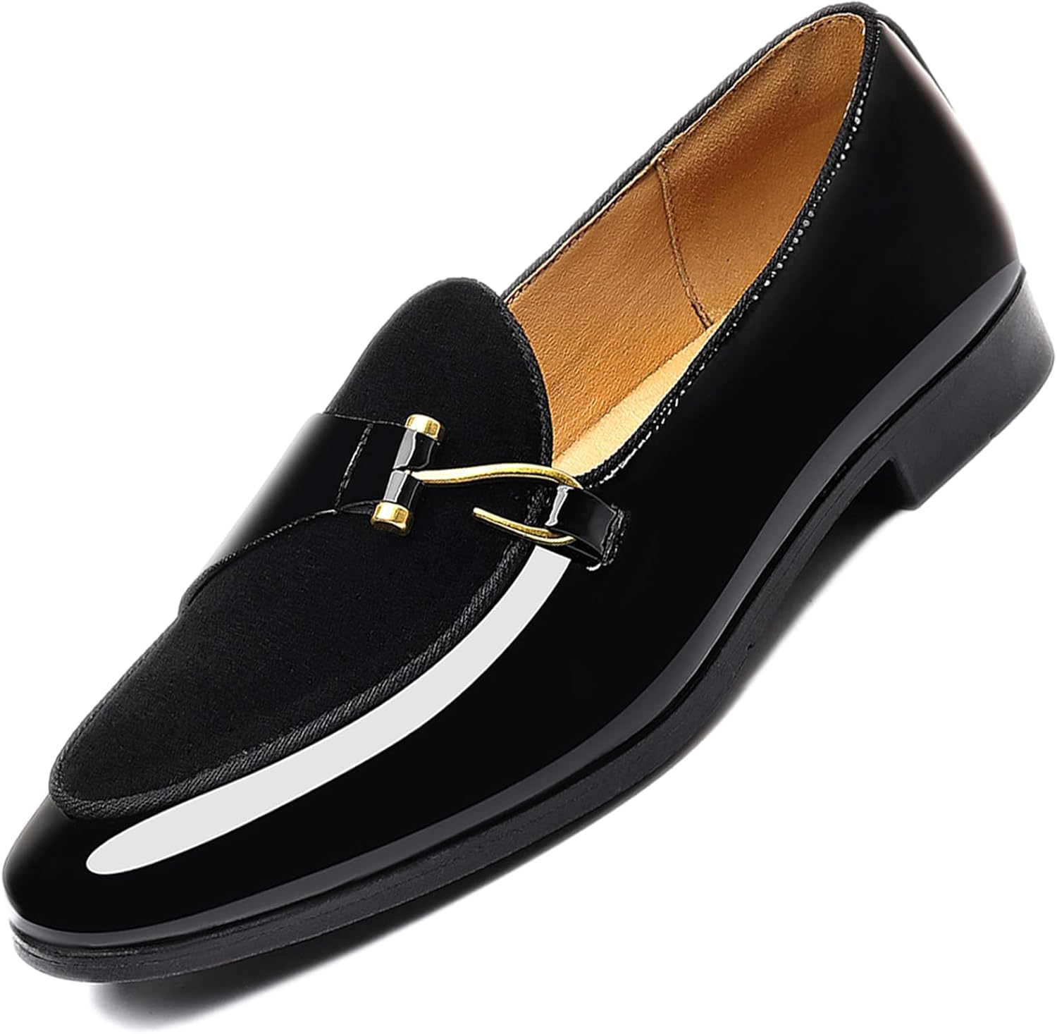 

Мужские туфли с отделкой из лакированной кожи и замши ADKGBE, мокасины без шнуровки, модные с металлической пряжкой, легкие, с нескользящей подошвой, дерби, удобные для бизнеса, свадеб, вечеринок и вождения, черный