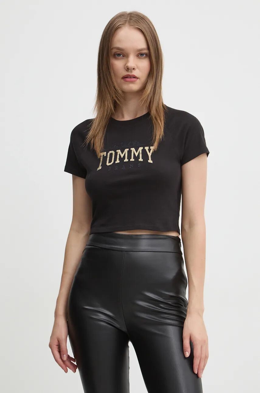 

Хлопковая футболка Tommy Jeans, черный
