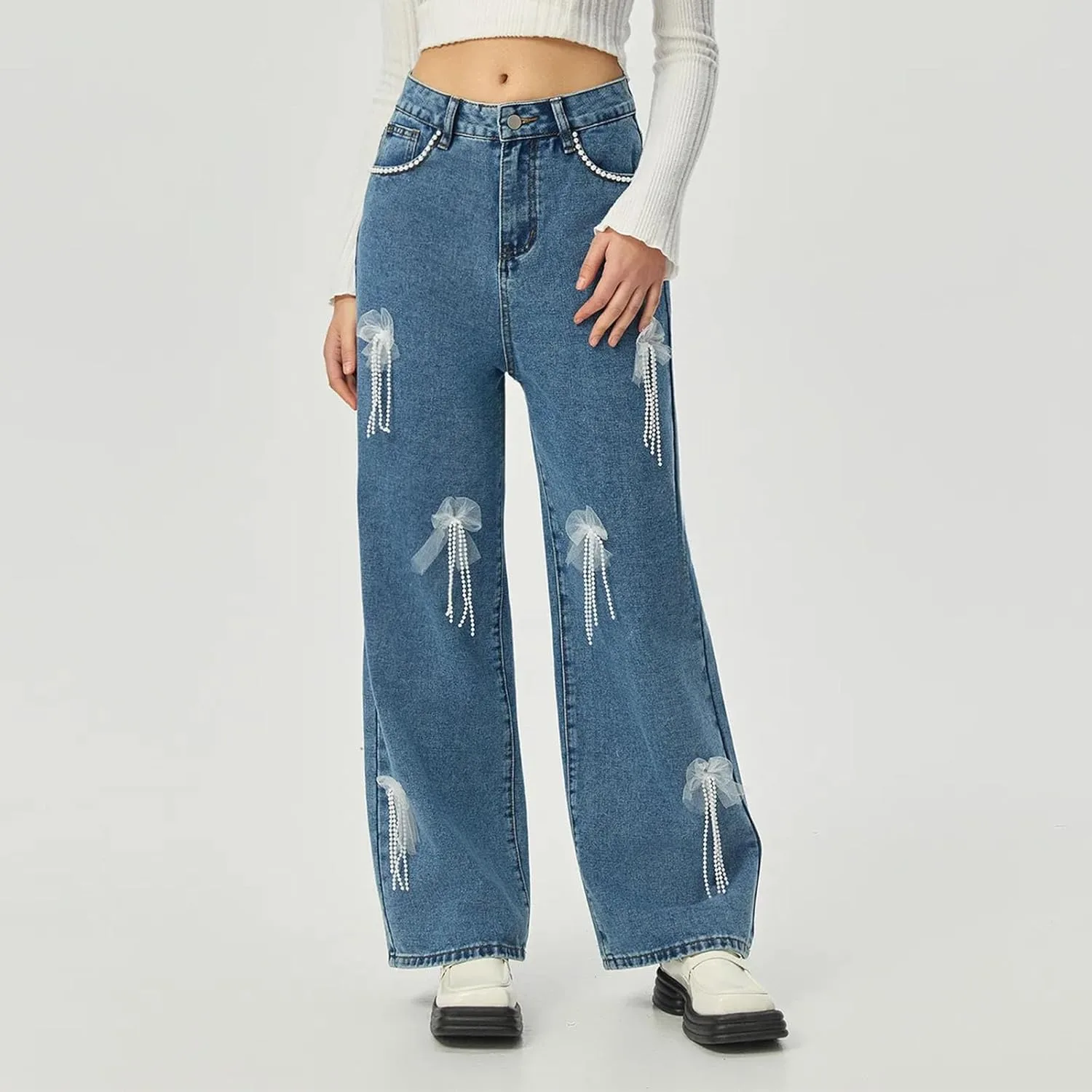 Джинсы женские High Waist Straight Wide Leg — фото 4