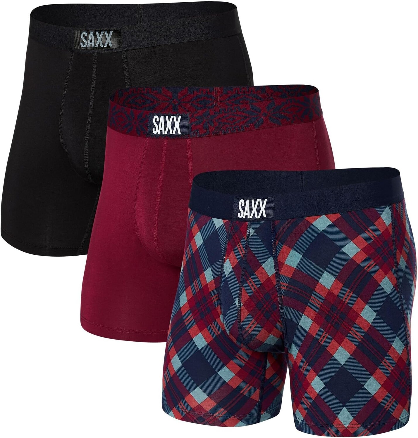 

Боксеры SAXX UNDERWEAR Vibe Boxer Brief 3-Pack, цвет Olympia/Holiday Wb/Black