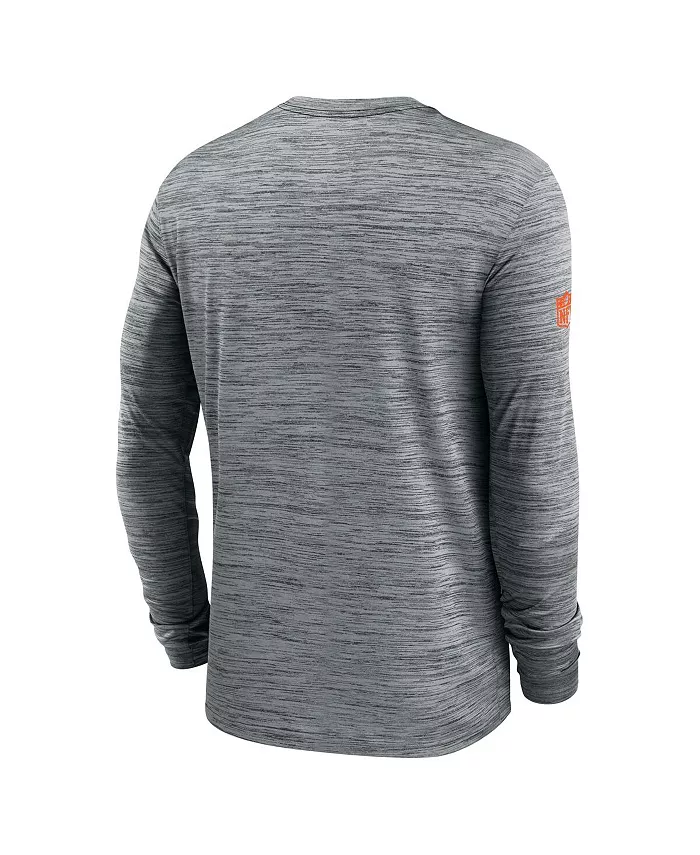 Мужская серая футболка с длинным рукавом Denver Broncos Sideline Velocity Performance Nike — фото 2