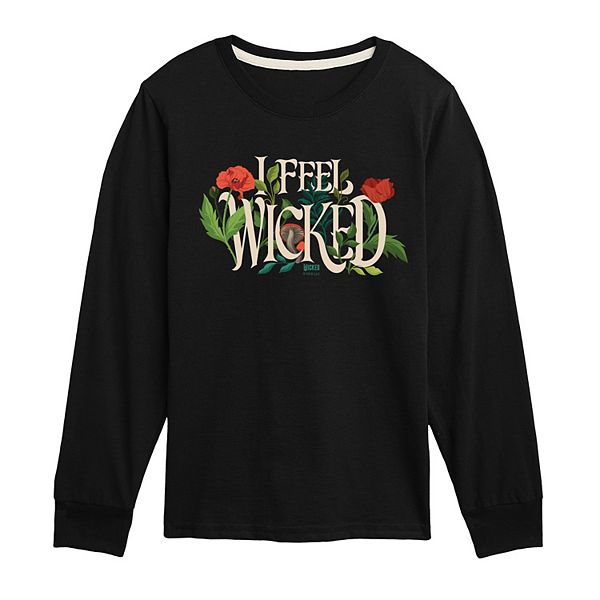 

Футболка с длинным рукавом Wicked for Good Elphaba I Feel Wicked для мальчиков 8-20 Licensed Character, Black