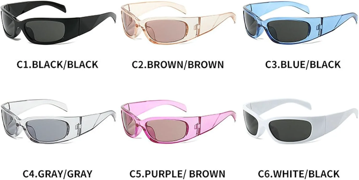 

Willochra Модные панк-очки, солнцезащитные очки в стиле Y2K, овальные, женские, обтекаемые, в стиле 2000-х, для активного отдыха, с защитой от УФ-излучения UV400, C4