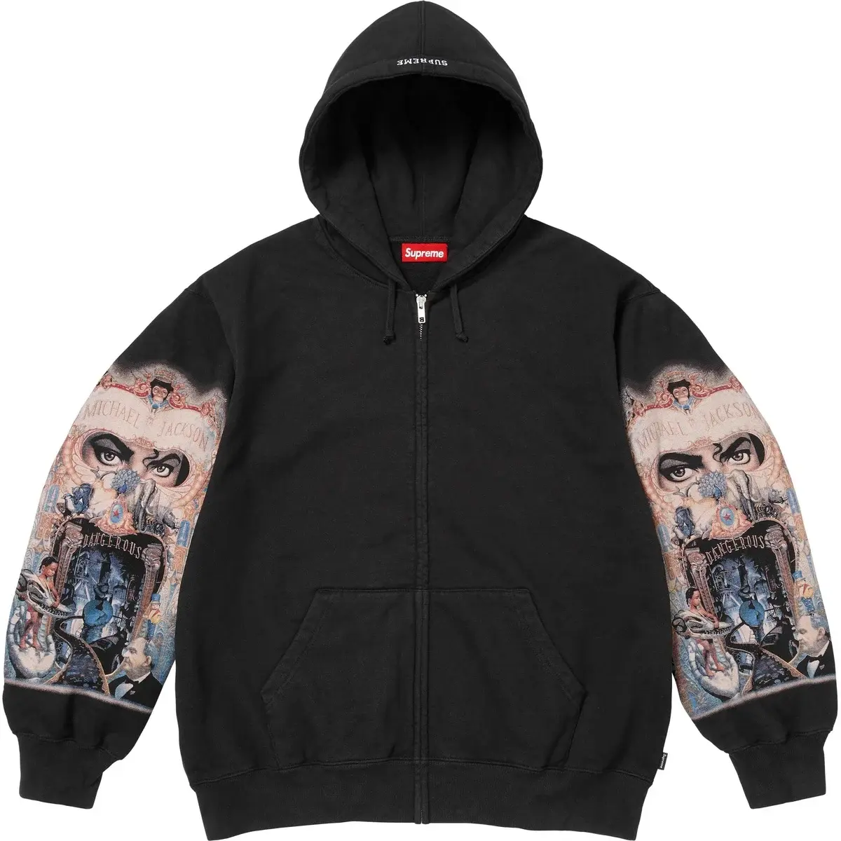 Michael Jackson FW25 WEEK18 Dangerous Zip Up Hooded Sweatshirt Unisex Supreme, черный