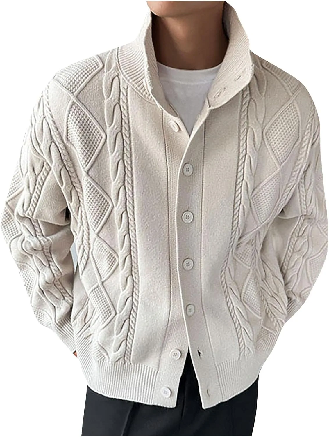 

Кардиган мужской на пуговицах с воротником стойкой AQAYL