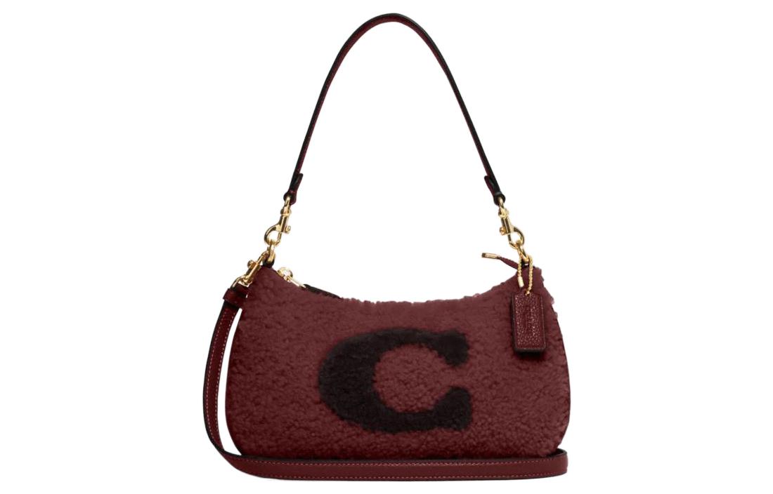 

COACH Термоовчинная с коровьей кожей портативная сумка через плечо женская вишнево красная