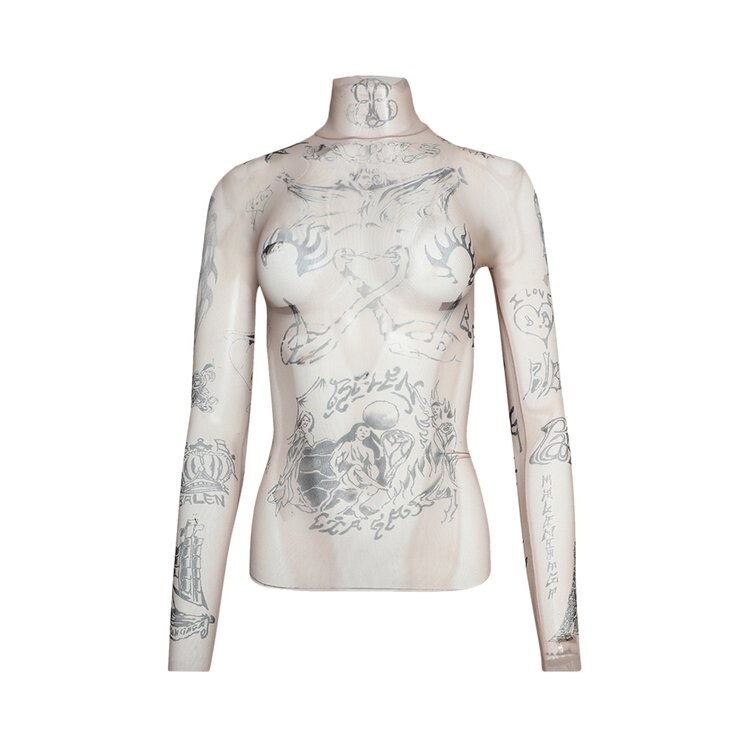 

Топ Balenciaga Tatoo Long-Sleeve Top, цвет Light Beige