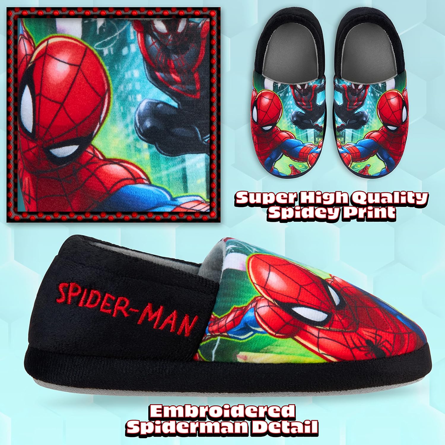 Тапочки для мальчиков Marvel Spiderman Avengers, домашние тапочки для детей с подошвой, предотвращающей скольжение, теплые домашние тапочки, рождественские подарки, подарки супергероям для мальчиков, черный/красный — фото 4