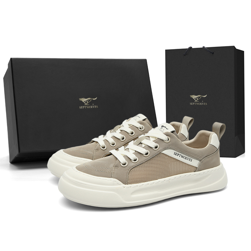 

SEPTWOLVES Низкие скейтерские кроссовки мужские хаки, цвет Khaki (Standard Leather Shoe Size)