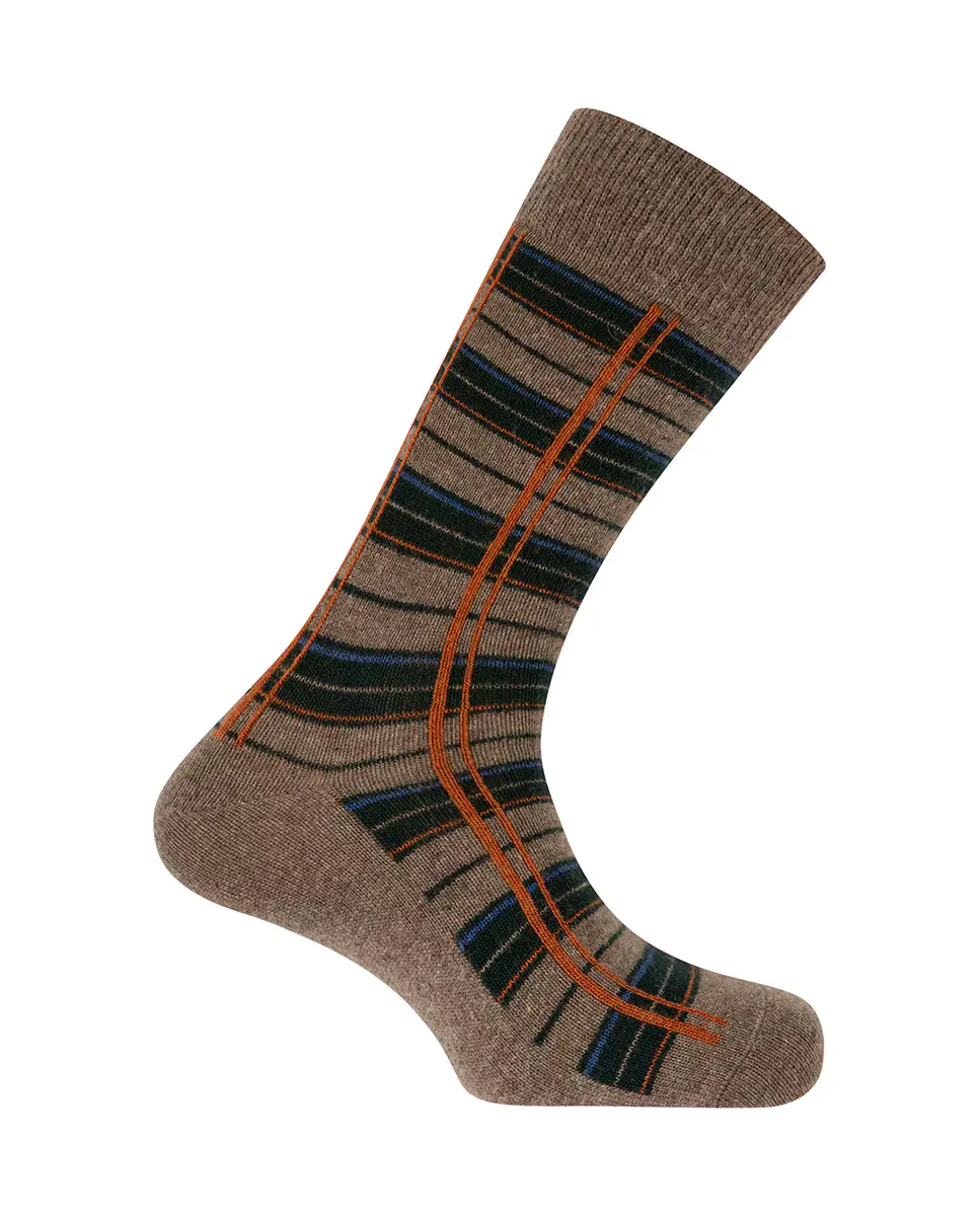 

Мужские носки из кашемира/шерсти с коричневым клетчатым узором Punto Blanco, коричневый