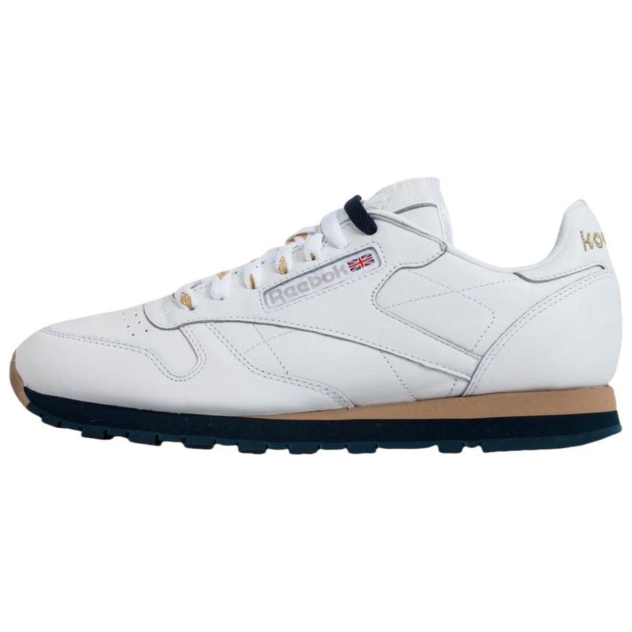 

Beams x Classic Leather Low Top повседневные кроссовки мужские белые Reebok, белый/золотой Metallic/синий