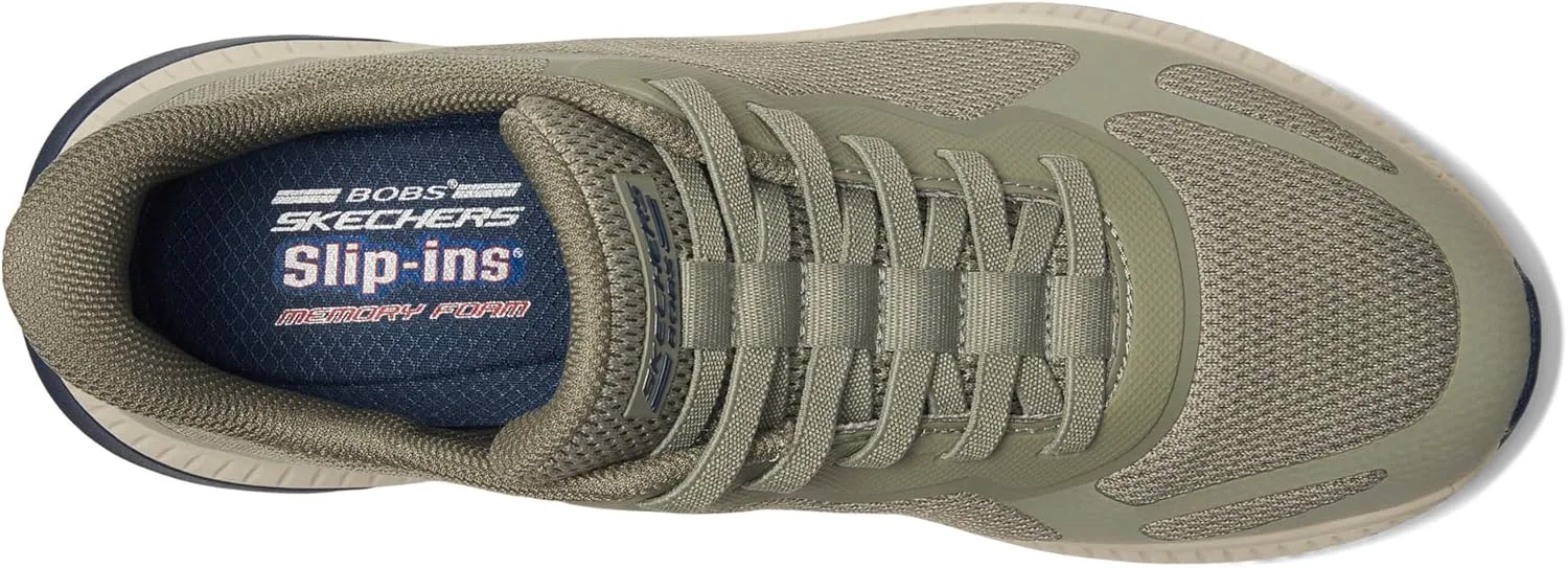 Мужские слипоны Skechers без рук - Bobs Sport Squad Chaos 4, оливковый — фото 3