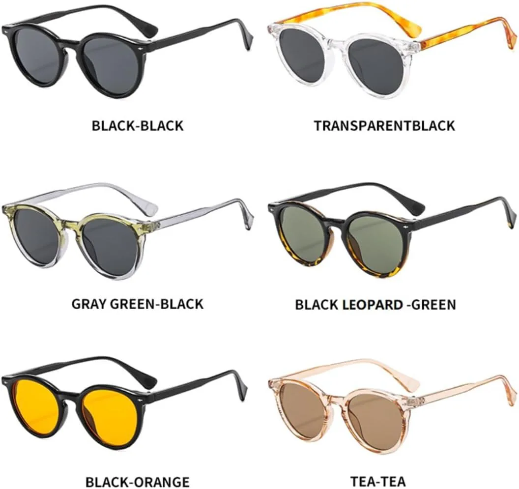 

Солнцезащитные очки для мужчин и женщин - защита UV400 - круглая оправа, линзы конфетных цветов, для занятий спортом на открытом воздухе и вождения DSVIGF, Black