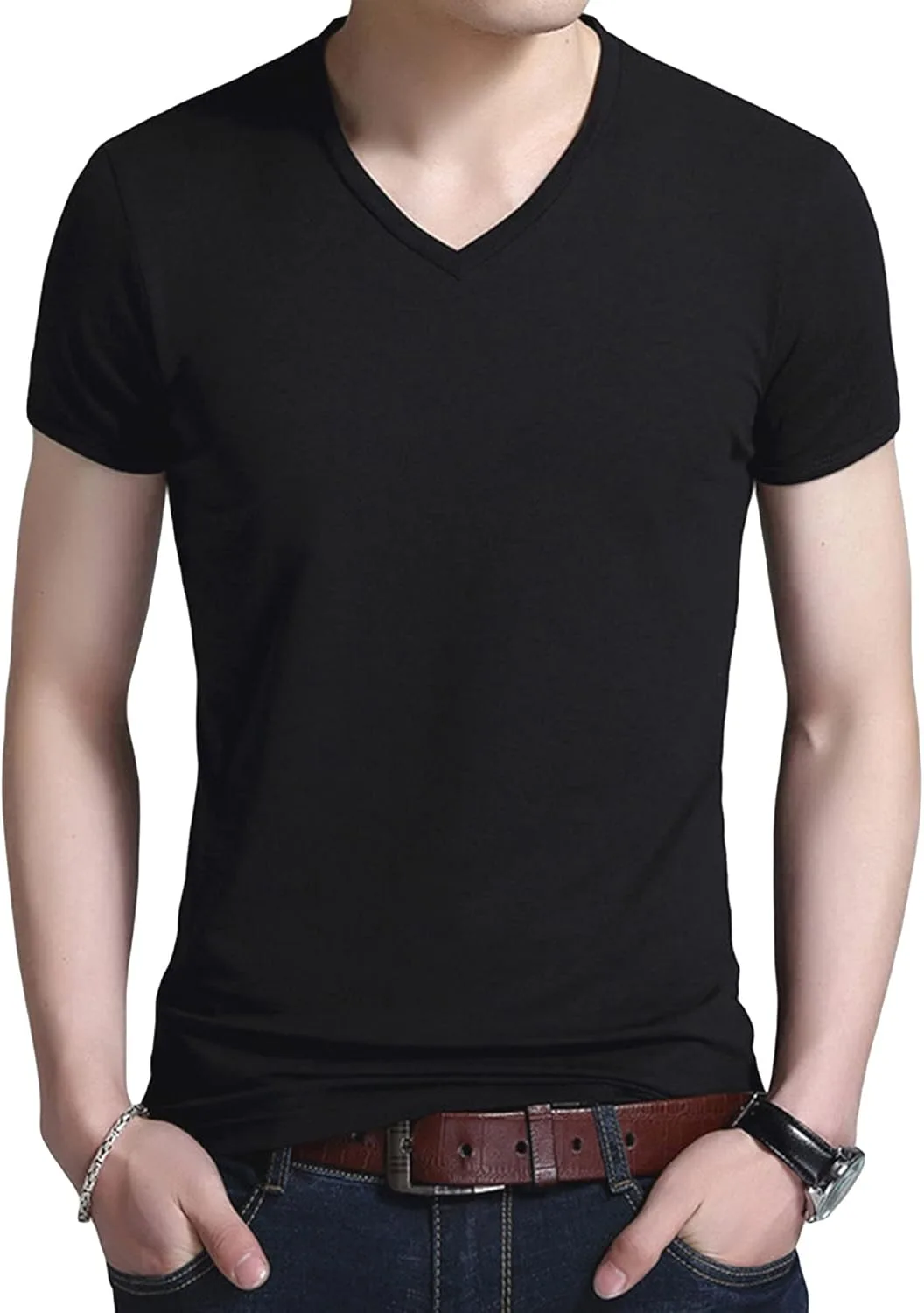 

Майифу-GJ Мужская классическая футболка Slim Fit V-образный вырез Cool Cotton Maiyifu-GJ