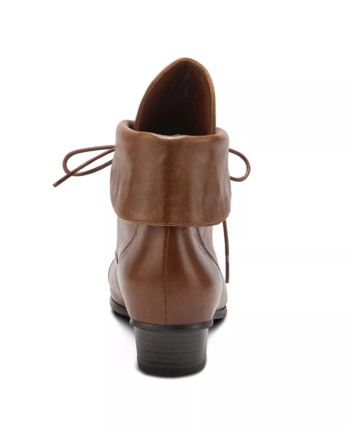 Galil Polished Leather Lace-Up Bootie с отложным манжетом и каблуком stacked heel Spring Step, коричневый — фото 4