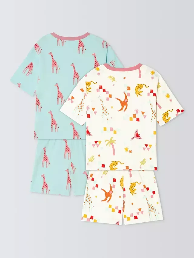 Детские короткие пижамы с жирафом, комплект из 2 штук, разноцветные John Lewis — фото 2