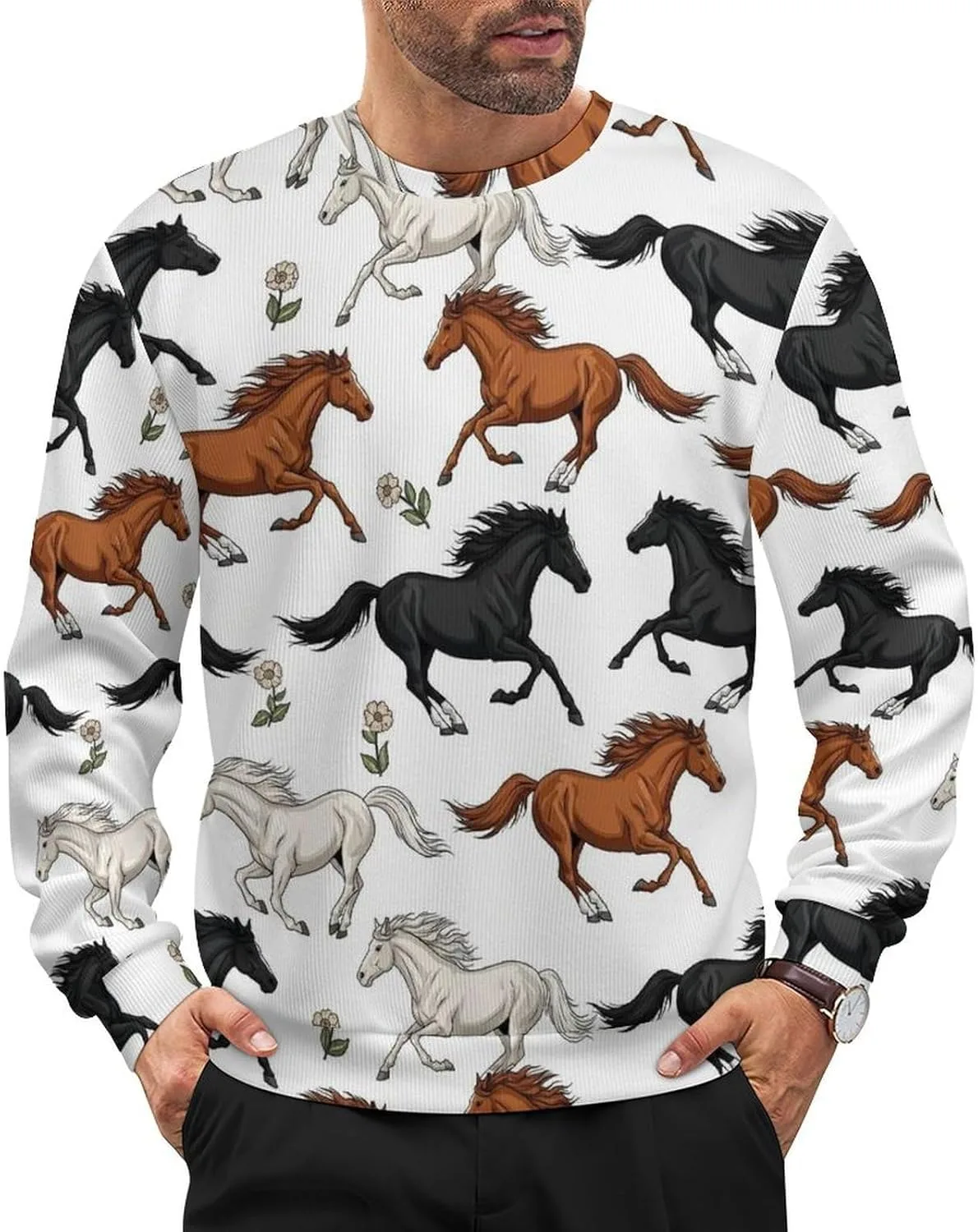 

Мужской свитер с круглым вырезом, мягкий и свободный Meaudiwes