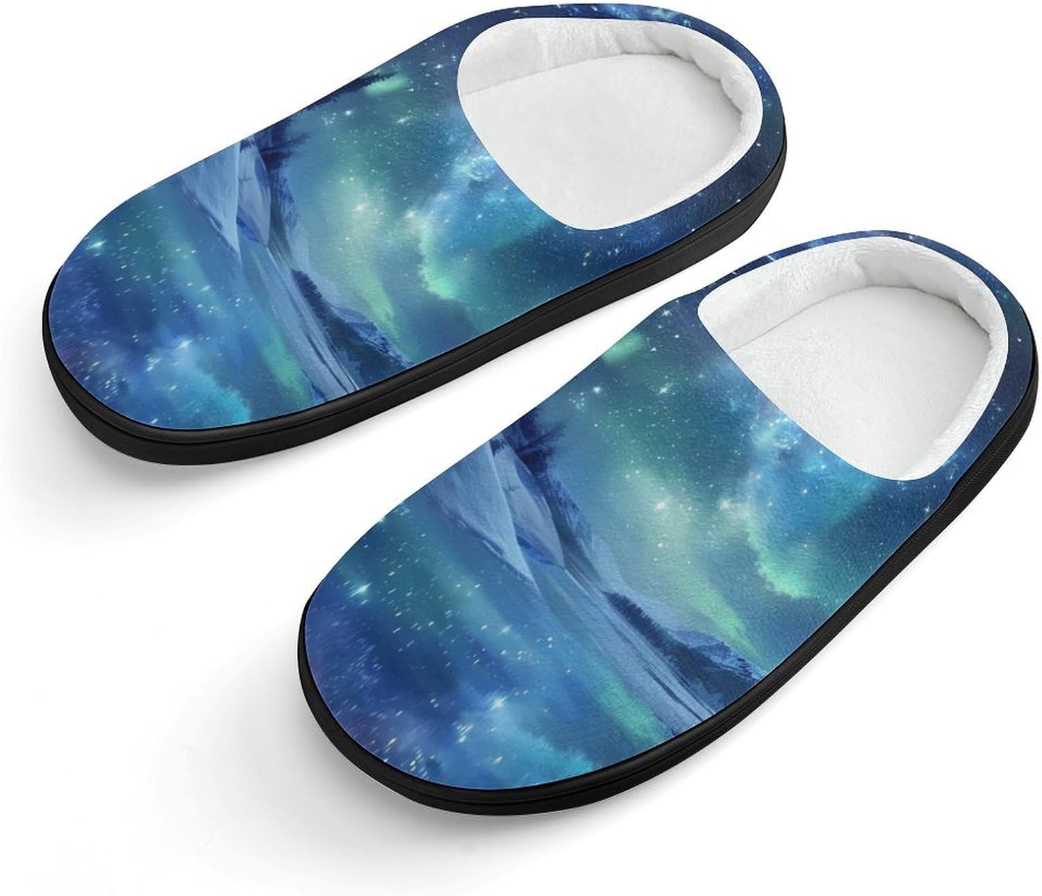 

Милые хлопковые тапочки с изображением звездного неба, противоскользящие домашние тапочки с принтом для дома и улицы Generic, черный