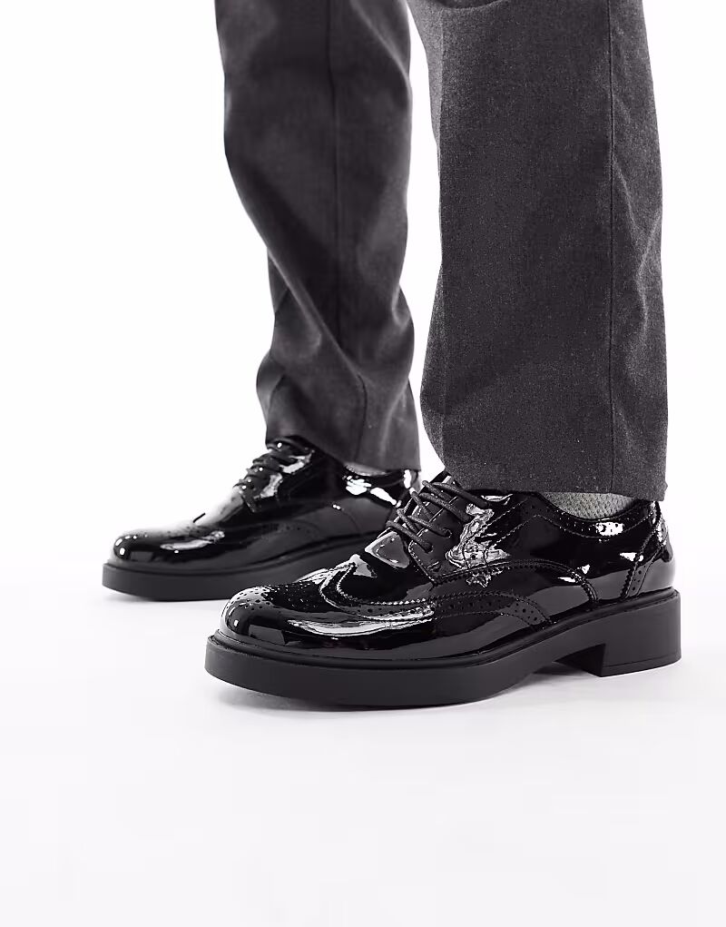 

Туфли на шнуровке черного цвета с отделкой в стиле вестерн-броги Asos Design