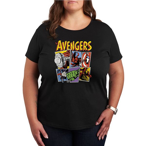 

Футболка Plus size The Avengers Grid Retro Graphic Marvel, Black