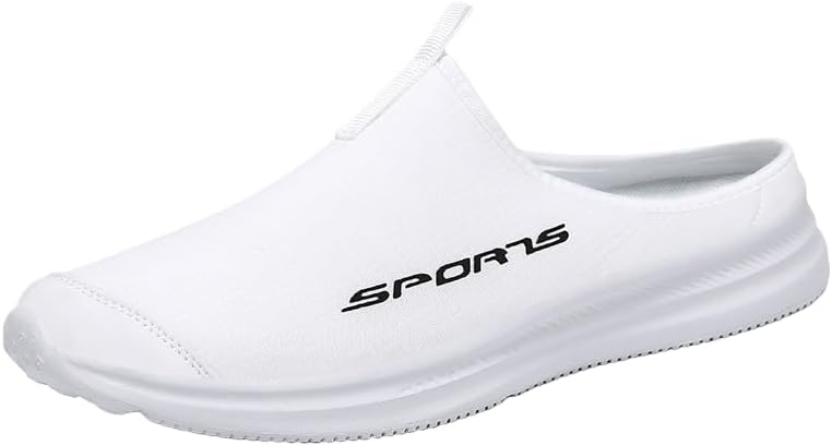 

Модные мужские тапочки - плоские с круглым носком, полуботинки - подошва из ПВХ - повседневная обувь цельного кроя - удобные и легкие - подходят для повседневного ношения и работы Hoalox, белый