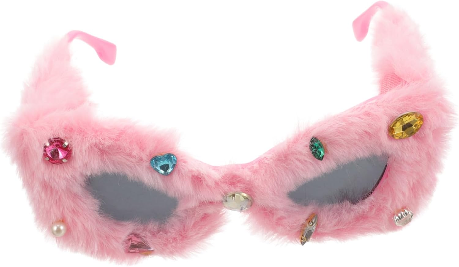 

VALICLUD Мягкие плюшевые солнцезащитные очки для женщин, розовые, со стразами, забавные модные очки для вечеринок, дня рождения, свадьбы, выпускного, фотосессий, 6,3 x 5,9 дюймов, Pink