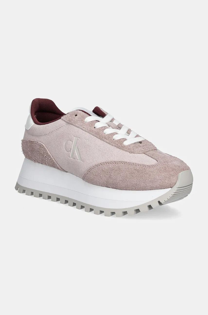 

Замшевые кроссовки Calvin Klein Jeans RUNNER LACEUP ML SUEDE, розовый