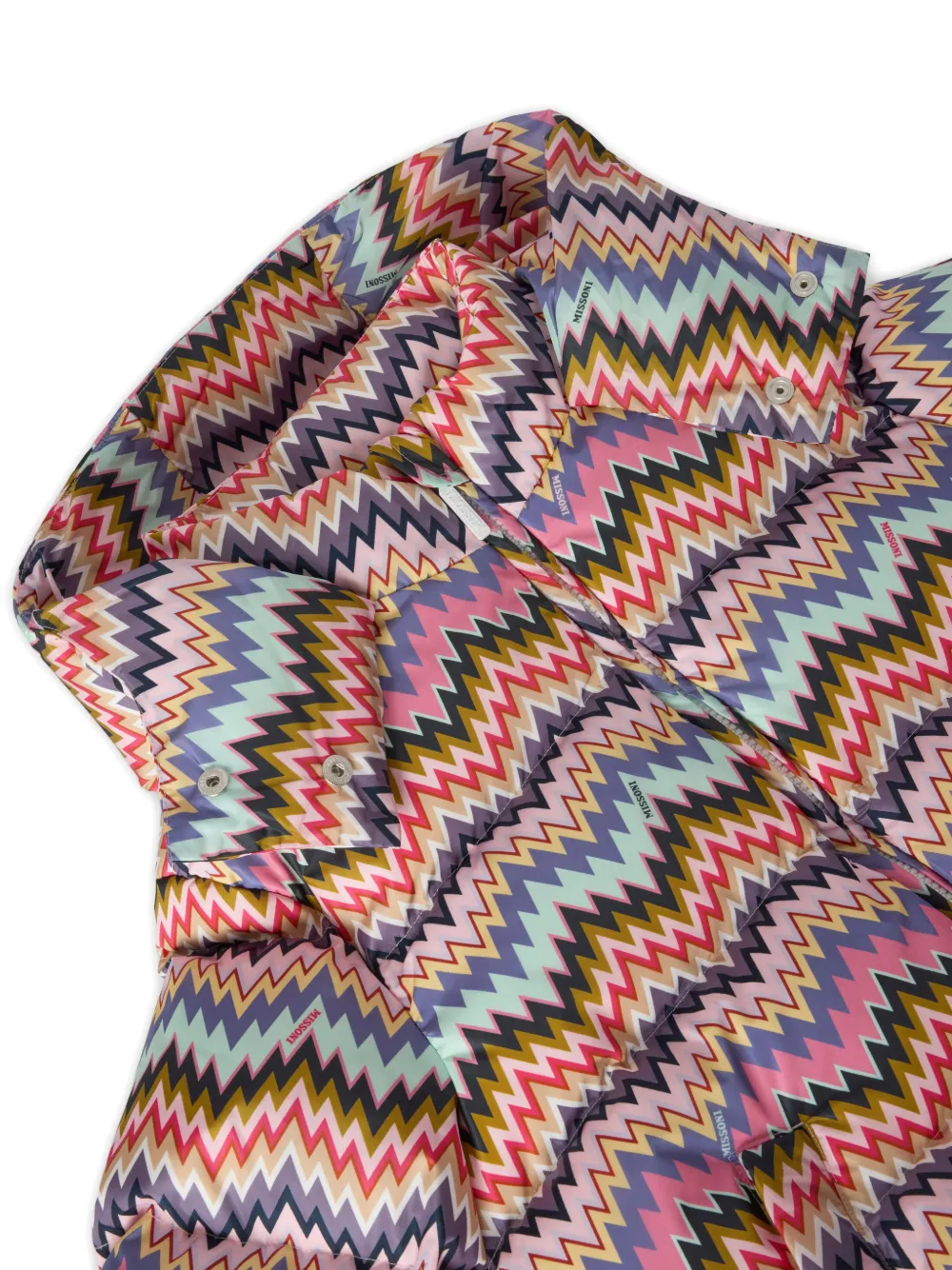 Пальто с капюшоном и зигзагообразным узором Missoni Kids, розовый — фото 3