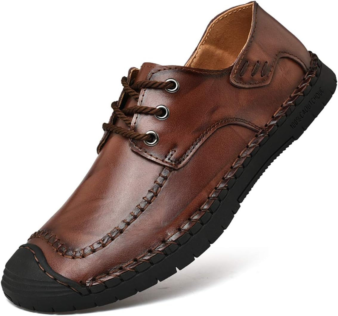 

Мужские кожаные повседневные лоферы CHICLOVEY с прокладкой, дышащие, ручной работы, на шнуровке, темно-коричневый