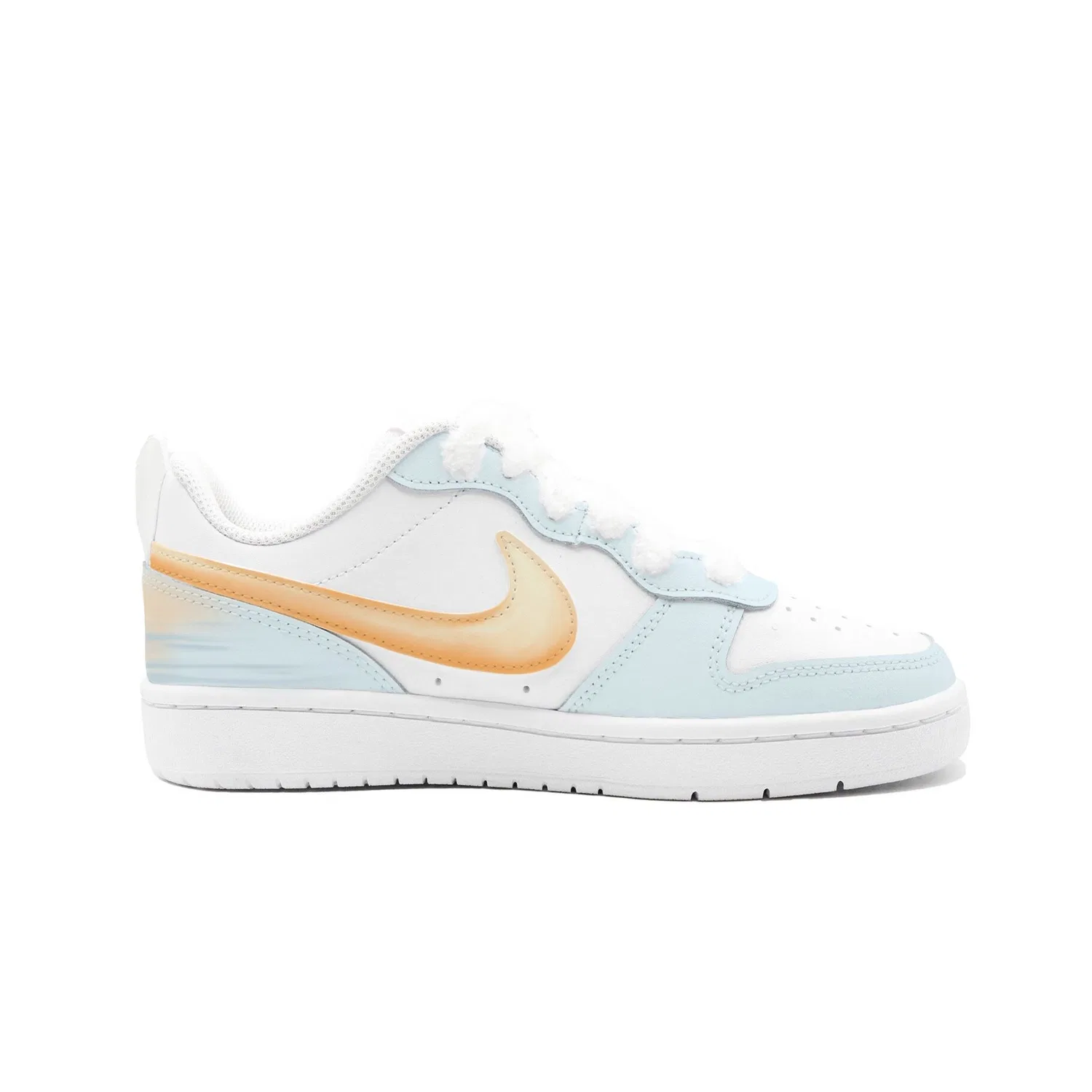 Кроссовки для скейтбординга Court Borough Sunset Blue Sea, Bug 2 Manufacturing Leather, низкие, детские, розово-белые Nike, Blue Orange — фото 3