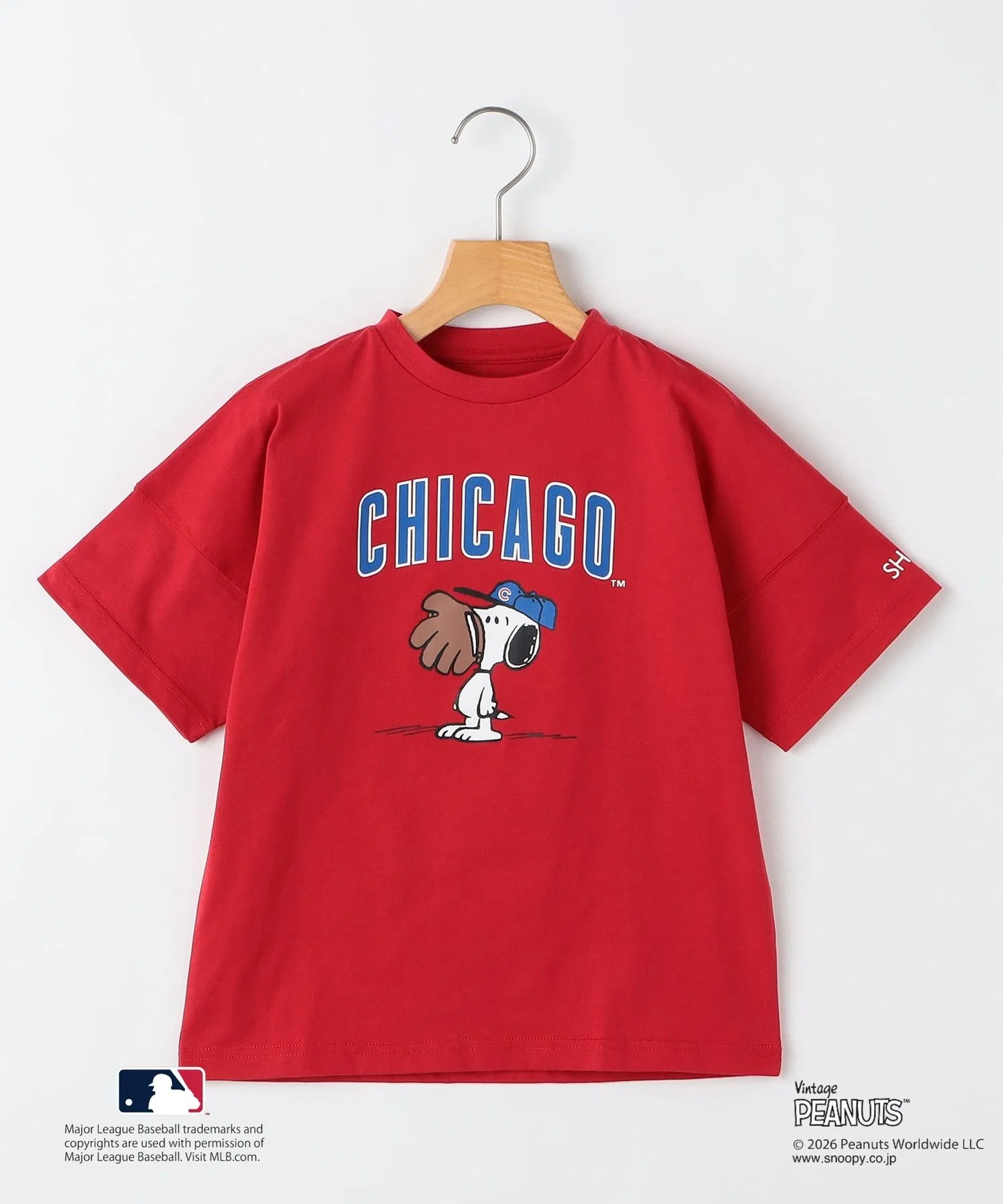 Детская футболка SHIPS PEANUTS×MLB с принтом красная