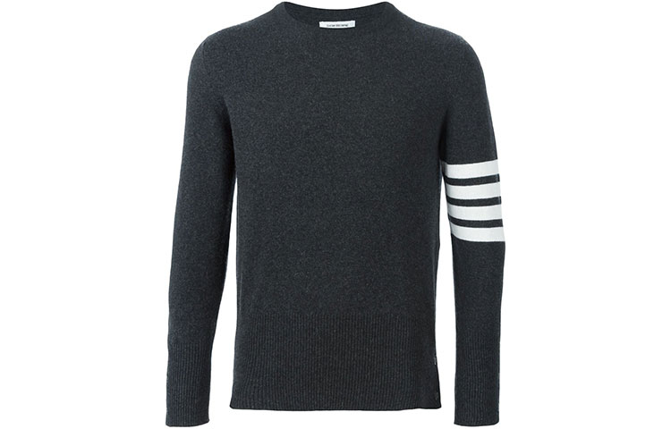 

Футболка-поло с четырьмя полосами THOM BROWNE, темно-серый