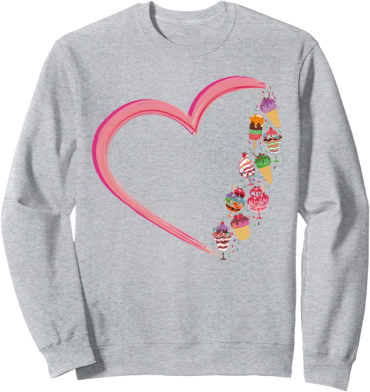 

Толстовка с изображением рожка мороженого в форме сердца Cute Ice Cream Lover Boy Girl Hs0, серый