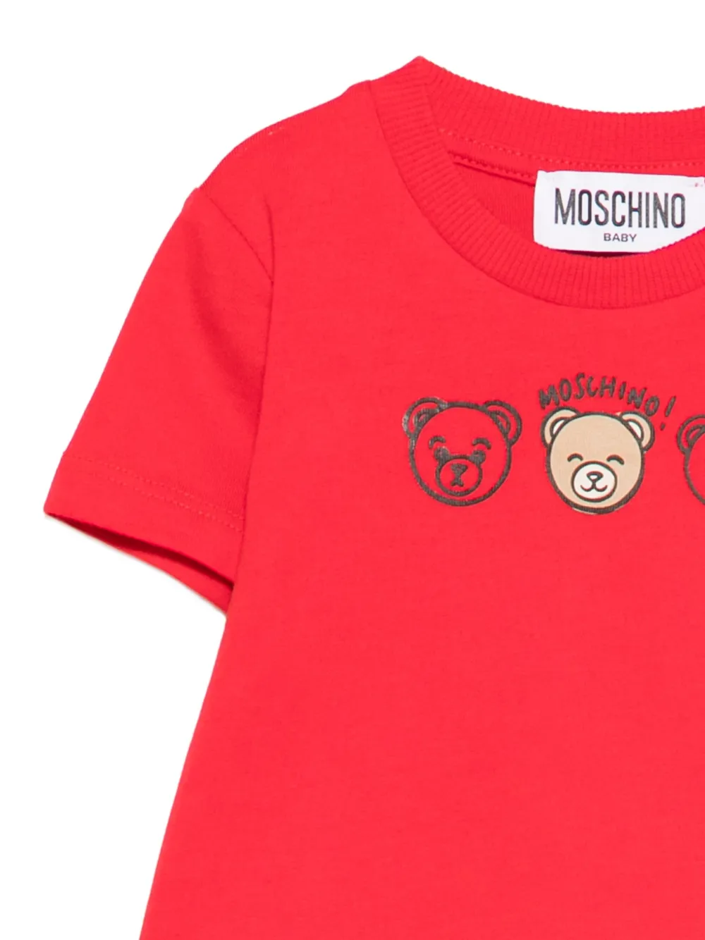 Футболка с принтом мишки Moschino Kids, красный — фото 3