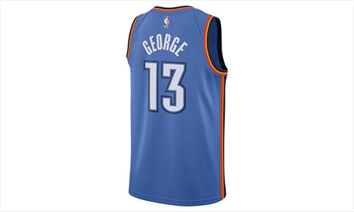 Футболка баскетбольная майка nba sw fan edition oklahoma city thunder paul george № 13 Nike, синий — фото 2