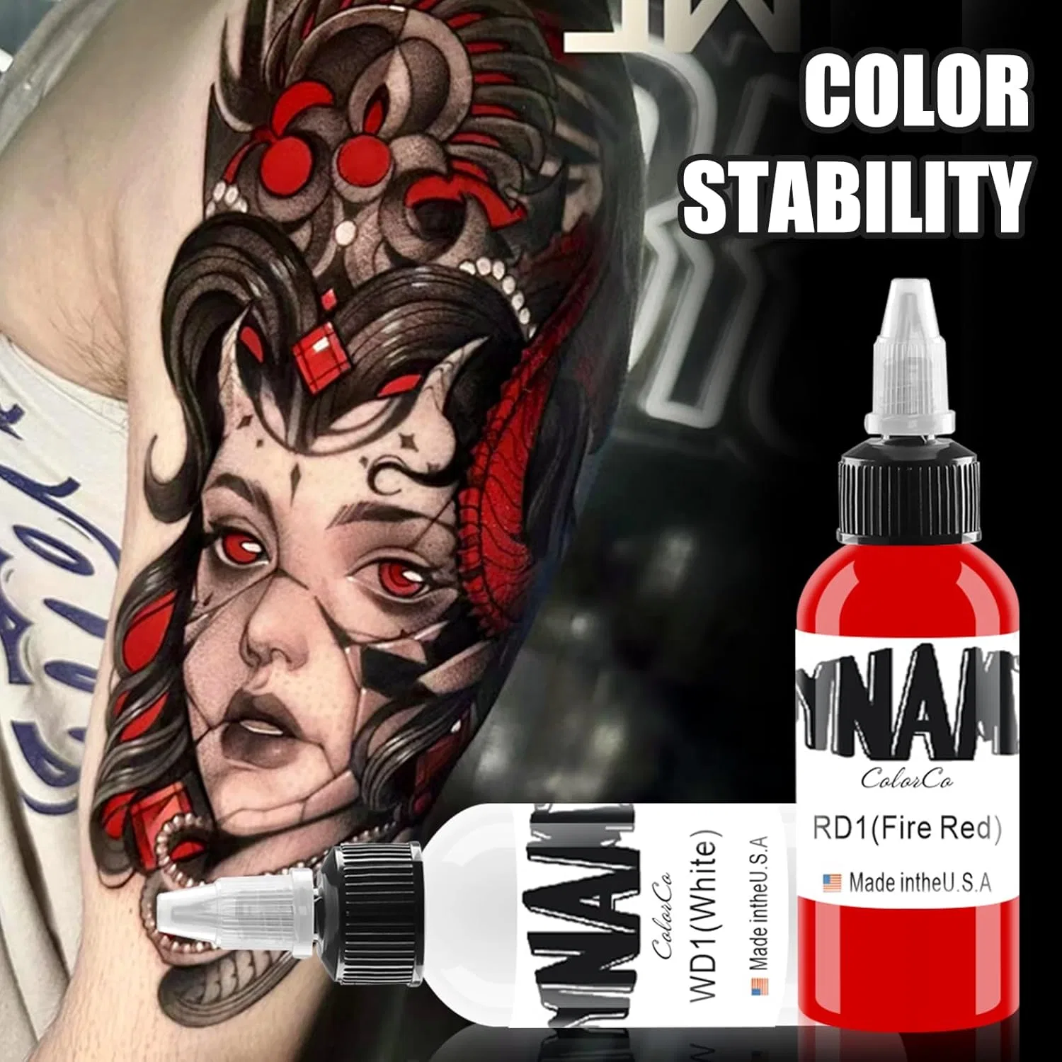 Набор из 2 бутылок тату-чернил DLDN01 Permanent Body Tattoo, белые и красные (30 мл) Dldn01 — фото 4
