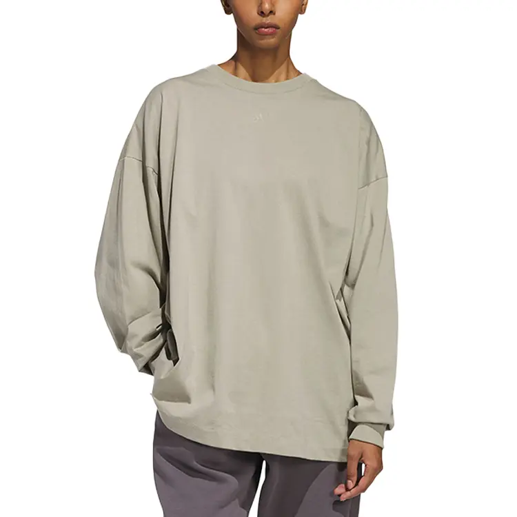 С AdiClub баскетбольная футболка с длинным рукавом унисекс Adidas, Light Sesame Taupe — фото 4