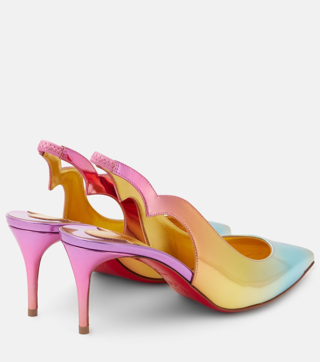 Горячая штучка 70 кожаные туфли-лодочки на ремешке Christian Louboutin, Multi / Lin Gold — фото 2