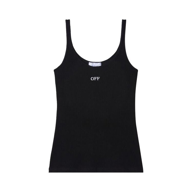 

Топ Off-White Off Stamp Rib Tank Top, черный/белый