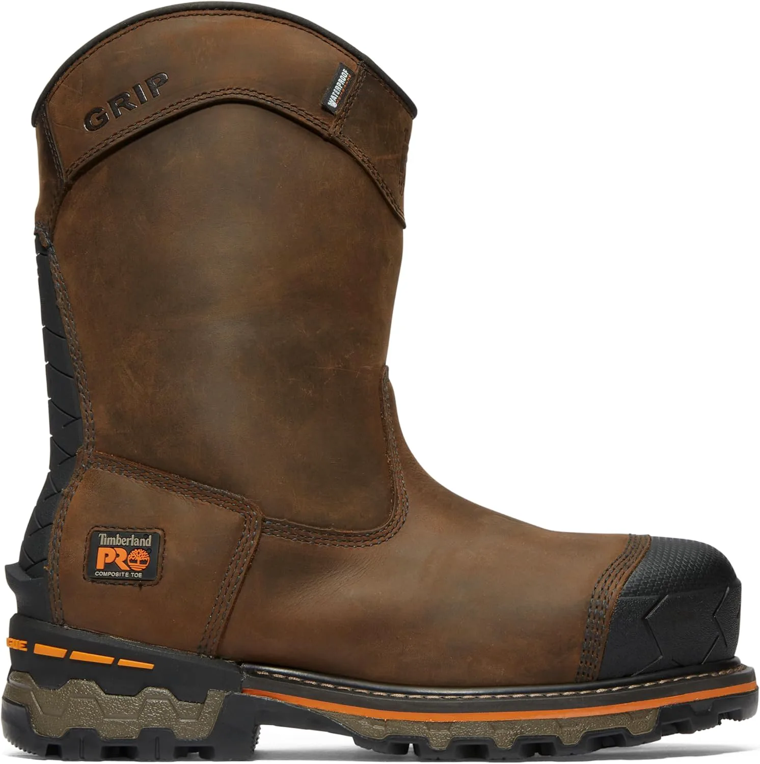 Мужские ботинки Timberland PRO Boondock Pull-on с композитным носком, устойчивые к проколам, утепленные и водонепроницаемые, коричневый — фото 2