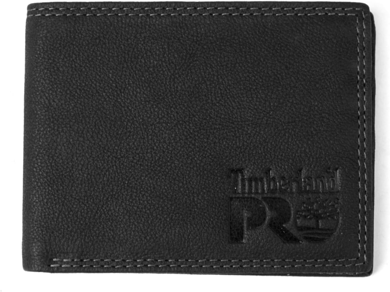 

Timberland PRO мужской тонкий кожаный RFID кошелек с задним окошком для удостоверения, Black/Bullard