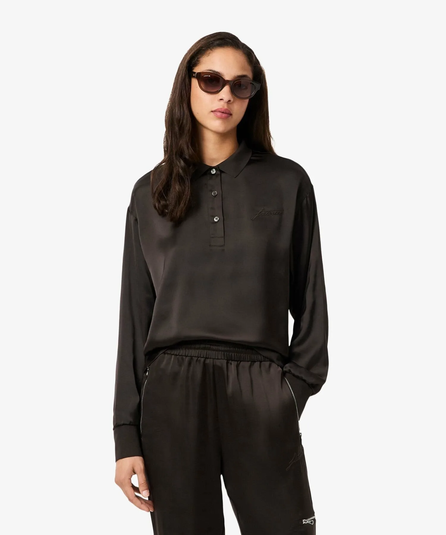 Рубашка LACOSTE Атласная Свободная Dark Brown