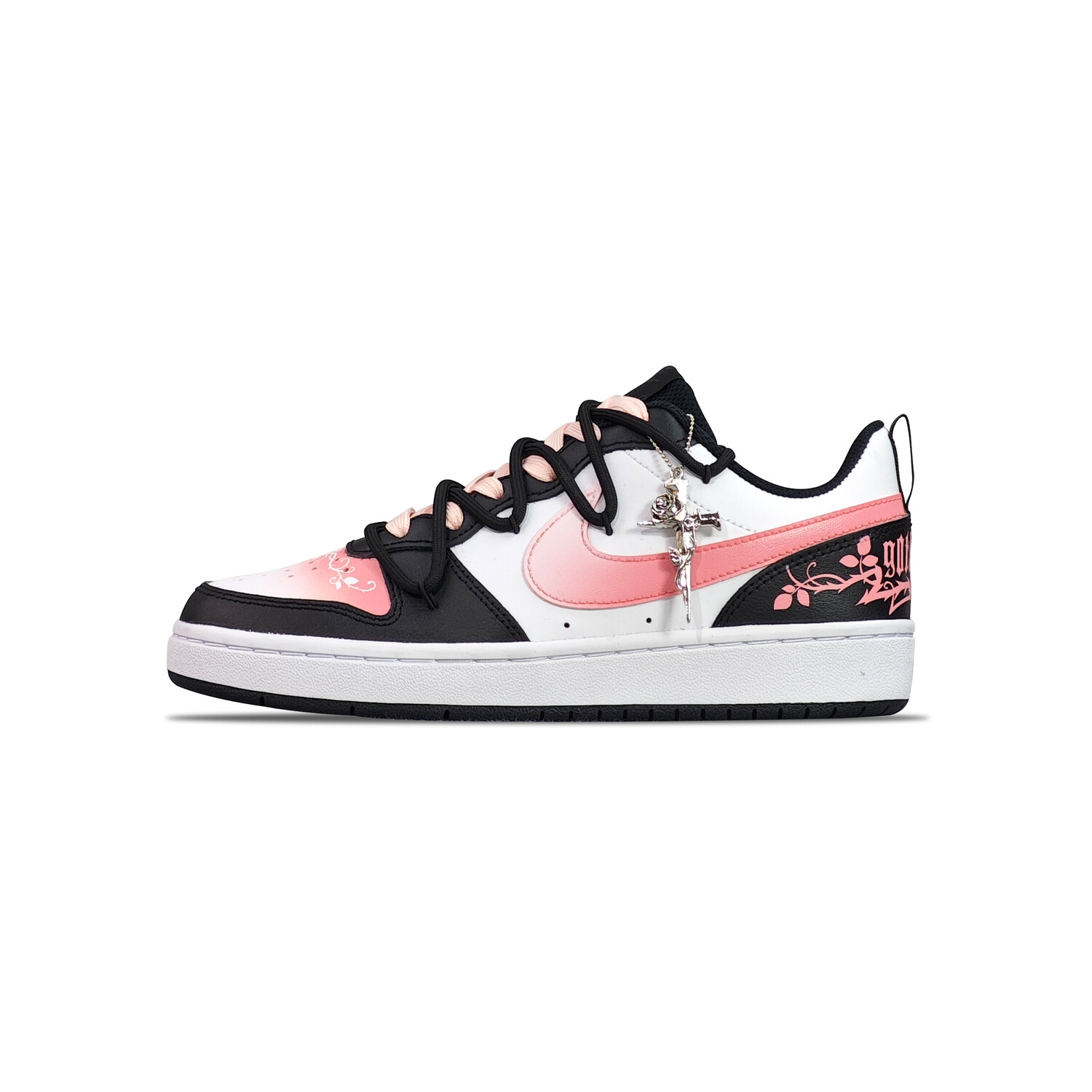 

Кроссовки Nike Court Borough Skateboard Shoes Women's Low-Top Black Pink, черный